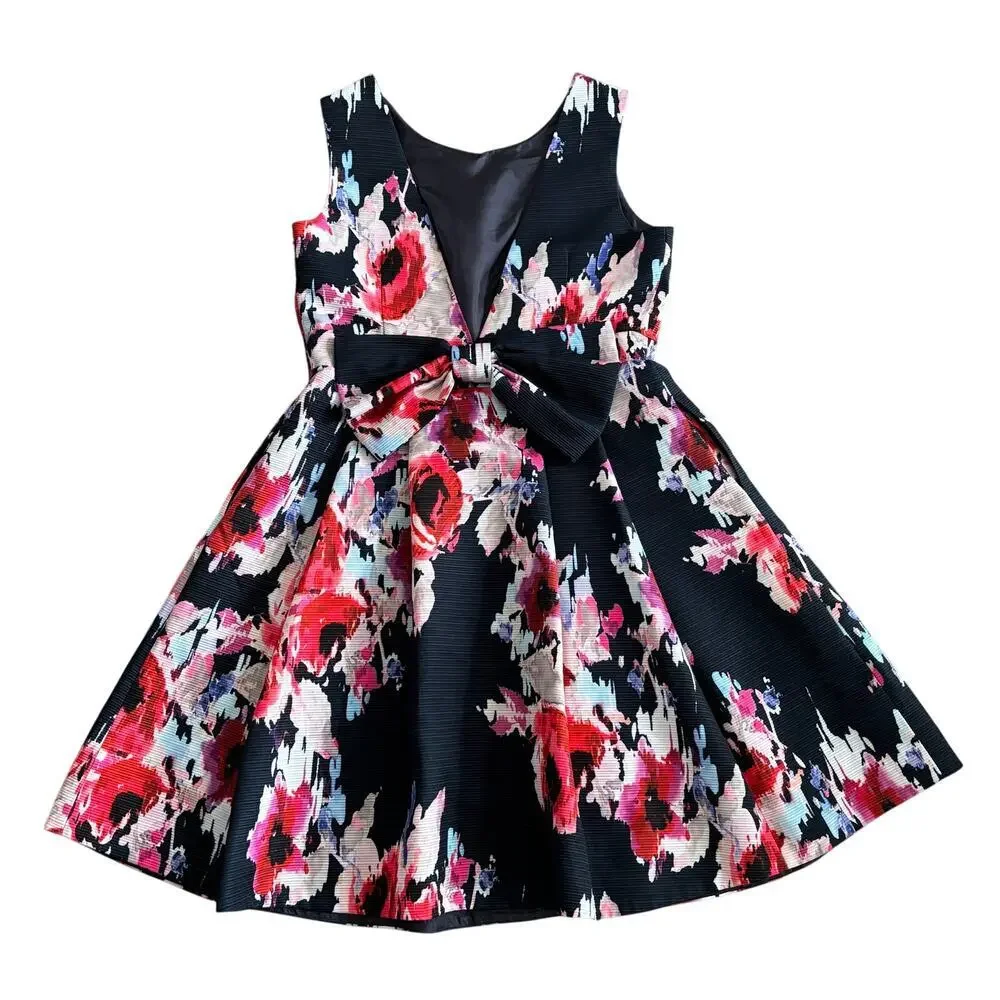 Kate Spade Hazy Floral Fit & Flare Open Back Dress Ink Multi - Size: 12